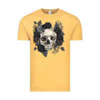 Vintage Mustard Floral skull Vintage Tee - RanaPortraitStore