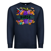 Navy halloween nurse pumpkin Premium Sweatshirt - NancyCooperArtShop