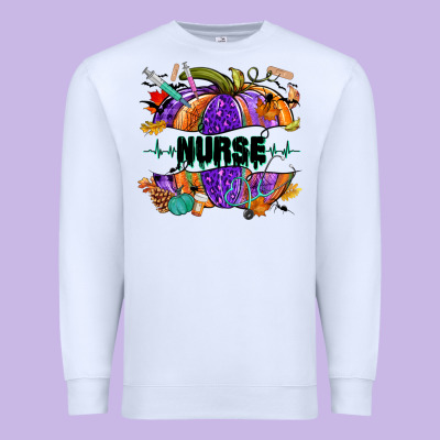 Halloween Nurse Pumpkin Premium Sweatshirt Designed By Nancycooperartshop