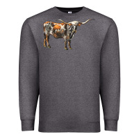 Charcoal Heather Texas Longhorn Cow Premium Sweatshirt - LillyAllenDesigns