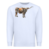 White Texas Longhorn Cow Premium Sweatshirt - LillyAllenDesigns