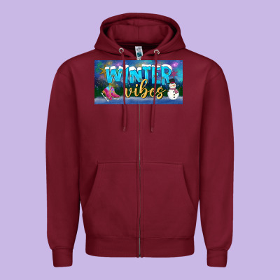 Winter Vibes License Plate Zipper Hoodie Designed By Bundleandbundleshop
