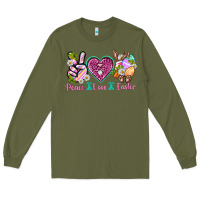 Army Green Peace Love Easter Long Sleeve Tee - Neo Western