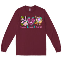 Burgundy Peace Love Easter Long Sleeve Tee - Neo Western