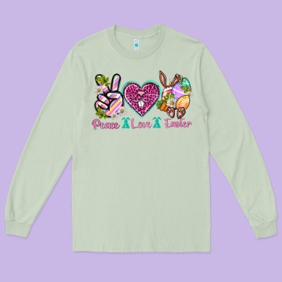 Peace Love Easter Long Sleeve Tee Designed By Neo Western