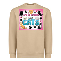 Mushroom life is better with cats Heavyweight Sweatshirt - MaliasSmallBusiness