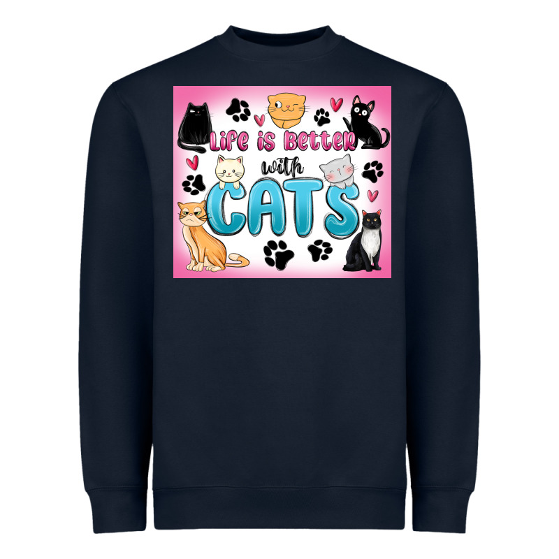 Life Is Better With Cats Heavyweight Sweatshirt by MaliasSmallBusiness | Teevron