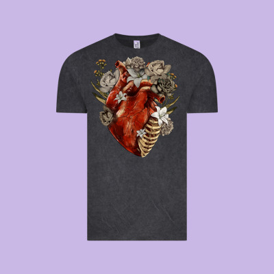 Vintage Tee Flower anatomical heart