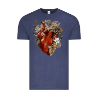 Vintage Denim Flower anatomical heart Vintage Tee - RanaPortraitStore