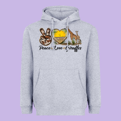 Peace Love Giraffes Heavyweight Hoodie Designed By Lillyallendesigns