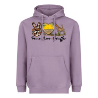 Lavender Peace Love Giraffes Heavyweight Hoodie - LillyAllenDesigns