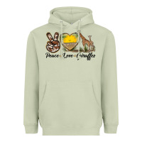 Matcha Peace Love Giraffes Heavyweight Hoodie - LillyAllenDesigns