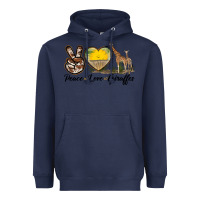 Navy Peace Love Giraffes Heavyweight Hoodie - LillyAllenDesigns