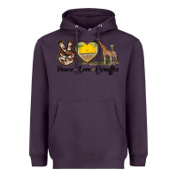 Plum Peace Love Giraffes Heavyweight Hoodie - LillyAllenDesigns