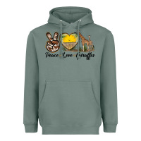 Sage Peace Love Giraffes Heavyweight Hoodie - LillyAllenDesigns