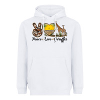 White Peace Love Giraffes Heavyweight Hoodie - LillyAllenDesigns