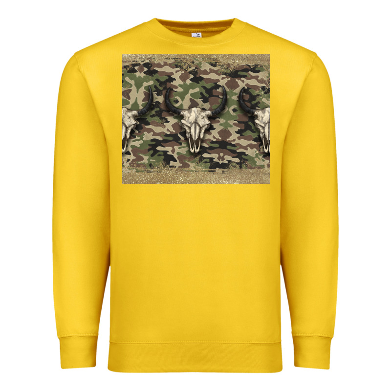 Camouflage Bull Skull Premium Sweatshirt by Jasminsmagicworld | Teevron