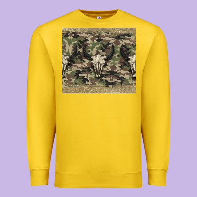 Camouflage Bull Skull Premium Sweatshirt Designed By Jasminsmagicworld