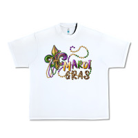 White mardi gras fleur de lis and beads Urban Heavy Tee - RanaPortraitStore