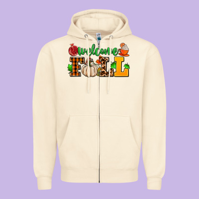 Welcome Fall Zipper Hoodie Designed By Adodesignshop