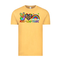 Vintage Mustard peace love pride Vintage Tee - Zillion Design Studio