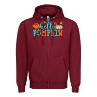 Burgundy hello pumpkin Zipper Hoodie - AdoDesignShop