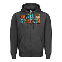 Charcoal Heather hello pumpkin Zipper Hoodie - AdoDesignShop