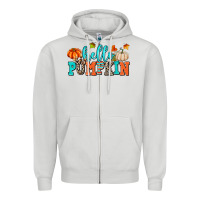 Dove Grey hello pumpkin Zipper Hoodie - AdoDesignShop