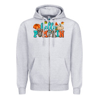 Heather Grey hello pumpkin Zipper Hoodie - AdoDesignShop
