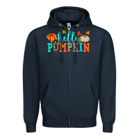 Navy hello pumpkin Zipper Hoodie - AdoDesignShop