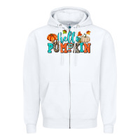 White hello pumpkin Zipper Hoodie - AdoDesignShop