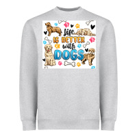 Heather Grey life is better with dogs Heavyweight Sweatshirt - MaliasSmallBusiness