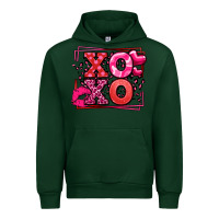 Forest Green Xoxo Valentine's Day leopard frame Urban Hoodie - LillyAllenDesigns