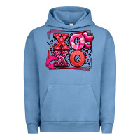 Pigment Pebble Blue Xoxo Valentine's Day leopard frame Urban Hoodie - LillyAllenDesigns