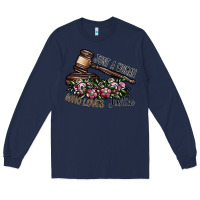 Navy just a woman who loves justice Long Sleeve Tee - SublimationCraftShop