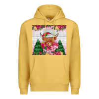 Antique Gold pink christmas cow Premium Hoodie - MaliasSmallBusiness