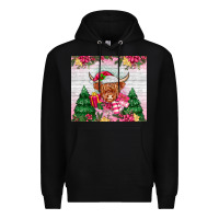 Black pink christmas cow Premium Hoodie - MaliasSmallBusiness