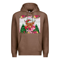 Chestnut pink christmas cow Premium Hoodie - MaliasSmallBusiness