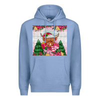 Colony Blue pink christmas cow Premium Hoodie - MaliasSmallBusiness