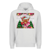 Dove Grey pink christmas cow Premium Hoodie - MaliasSmallBusiness