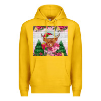Lemon pink christmas cow Premium Hoodie - MaliasSmallBusiness