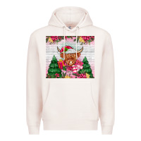 Pale Pink pink christmas cow Premium Hoodie - MaliasSmallBusiness