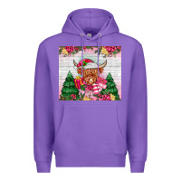 Purple pink christmas cow Premium Hoodie - MaliasSmallBusiness