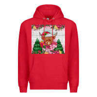 Red pink christmas cow Premium Hoodie - MaliasSmallBusiness