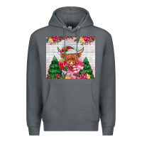 Rock pink christmas cow Premium Hoodie - MaliasSmallBusiness