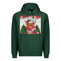 Sports Green pink christmas cow Premium Hoodie - MaliasSmallBusiness