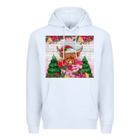 White pink christmas cow Premium Hoodie - MaliasSmallBusiness