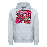 Heather Grey Love Valentine's Day leopard frame Urban Hoodie - LillyAllenDesigns