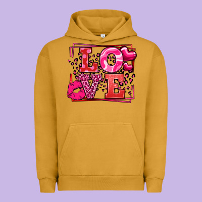 Love Valentine's Day Leopard Frame Urban Hoodie Designed By Lillyallendesigns