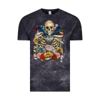 Cloud Black Flower Boho Skull Skeleton Vintage Tee - RanaPortraitStore